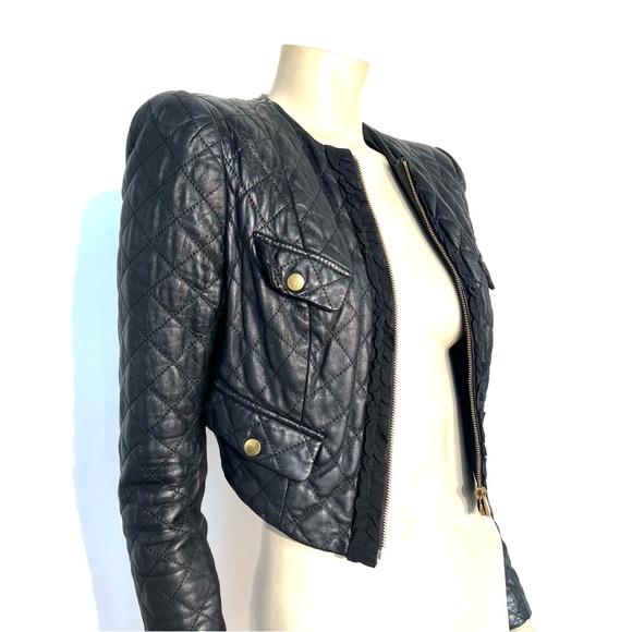 Bebe Black 100% Real  Leather Jacket - Picture 7 of 16